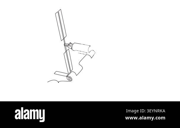 Animated self drawing of continuous line draw complex space station ...