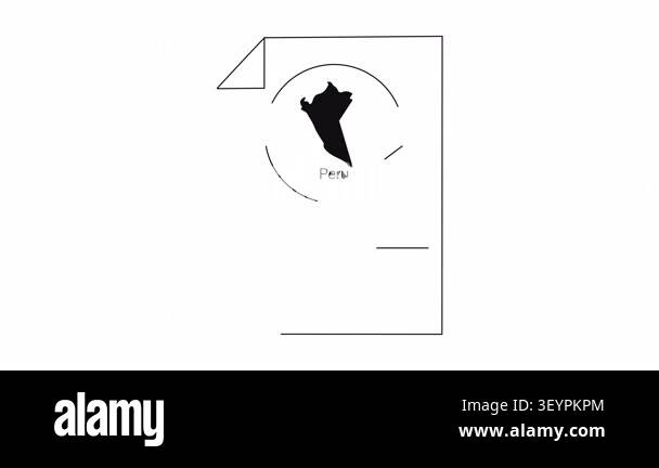 A vector illustration of a document icon featuring a map of Peru within ...