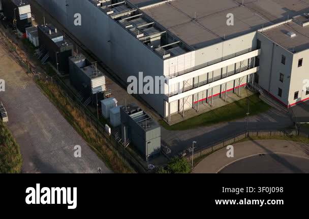 Aerial view of a large scale data center in Germany, providing ...