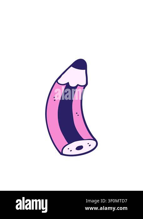 Vertical Video Showing A Cartoon Drawing Of A Pink Pencil With A Dark vertical-video-showing-a-cartoon-drawing-of-a-pink-pencil-with-a-dark