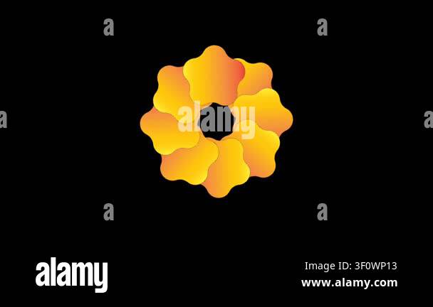 Creative Loading Animations Seamless orange glowing flower-shaped abstract loop animation on a ...