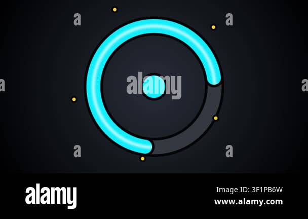 A seamless loop of a glowing cyan circular progress bar rotating around ...