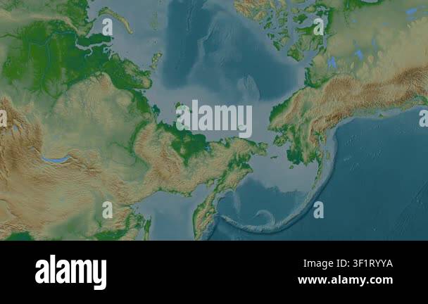 East Siberian Sea. Location diagram on a colored elevation map in the ...