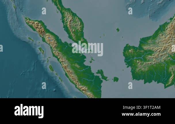 Singapore Strait. Location diagram on a colored elevation map in the ...