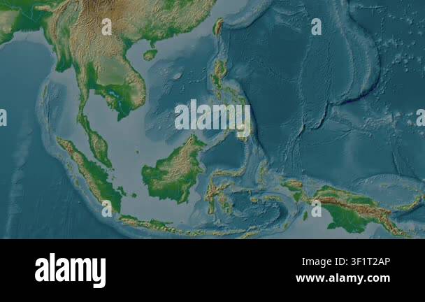 Sulu Sea. Location diagram on a colored elevation map in the Patterson ...