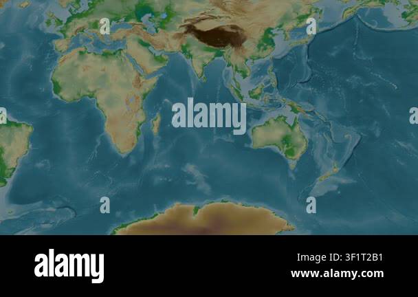 Indian Ocean. Location diagram on a colored elevation map in the ...