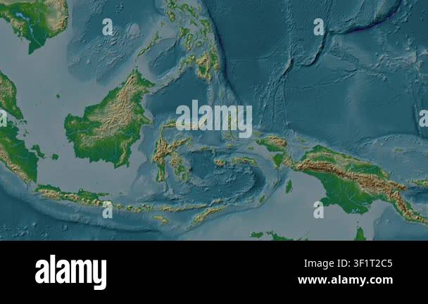 Molukka Sea. Location diagram on a colored elevation map in the ...