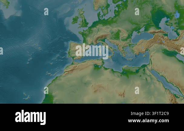 Mediterranean Sea - Western Basin. Location diagram on a colored ...
