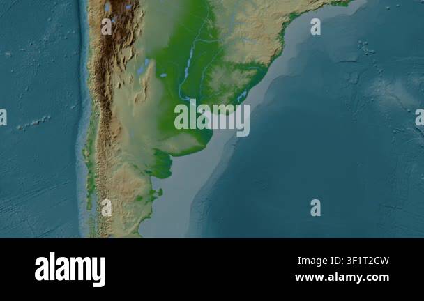 Rio de La Plata. Location diagram on a colored elevation map in the ...