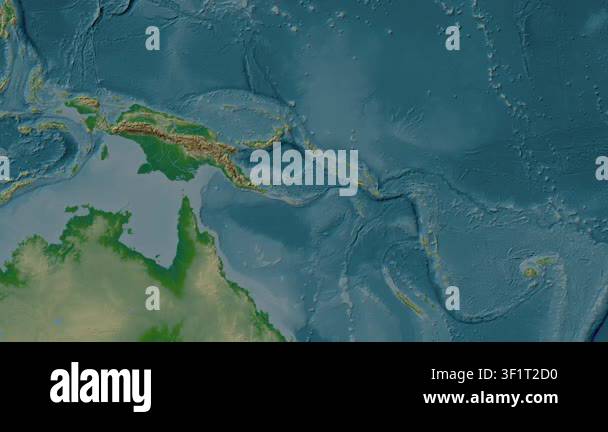 Solomon Sea. Location diagram on a colored elevation map in the ...