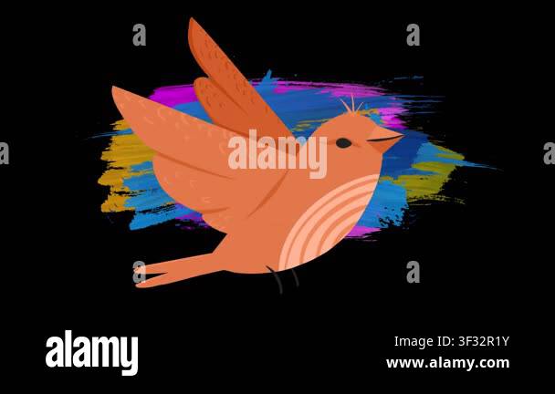 Paint strokes in pink, yellow and blue appearing on black background ...