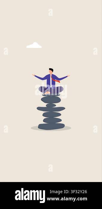 Mindfulness meditation to balance work and life animation, Serene and ...