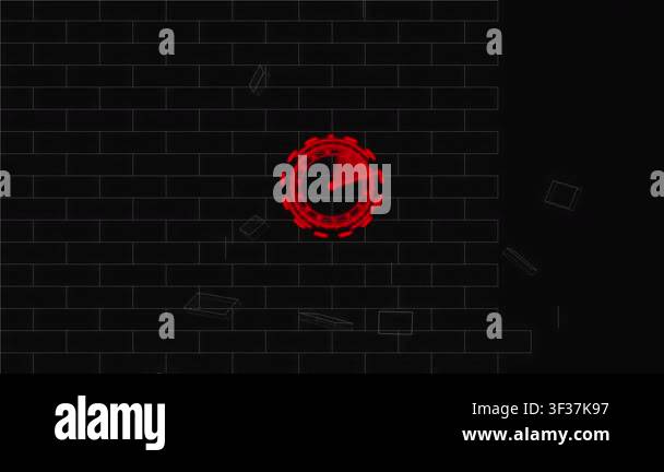 Futuristic Red Radar Display with Digital Interface and Brick Wall ...