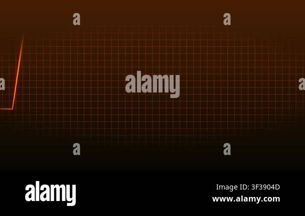 Orange Neon Heartbeat Waveform on Dark Gradient Grid Background with ...