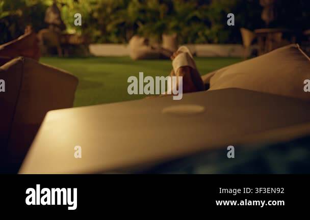Closed Laptop Resting During Relaxing Evening Outdoors in Tropical ...