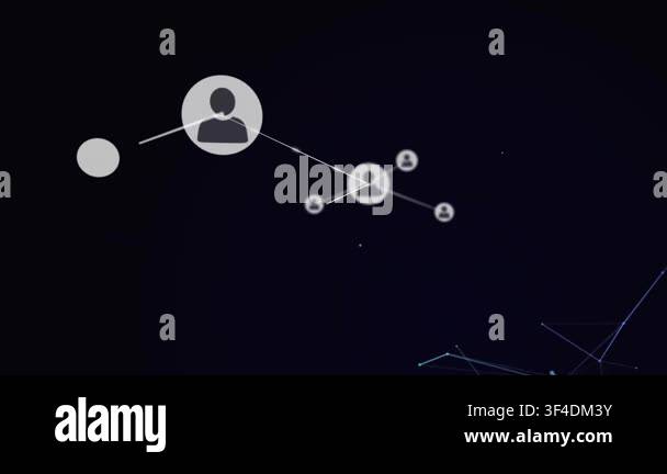 Avatar nodes expanding in navy field, larger node entering from left ...