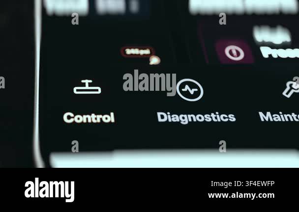 A pipeline monitoring app navigation row with icons for control ...