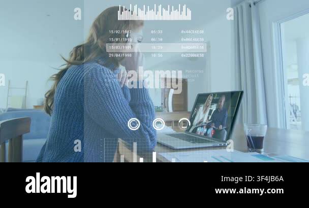 Animation of infographic interface over caucasian businesswoman ...