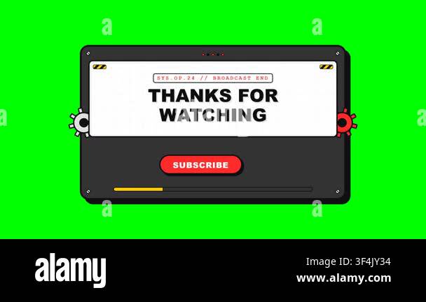 Cartoon Style Video Outro End Screen with Subscribe Button on Chroma ...