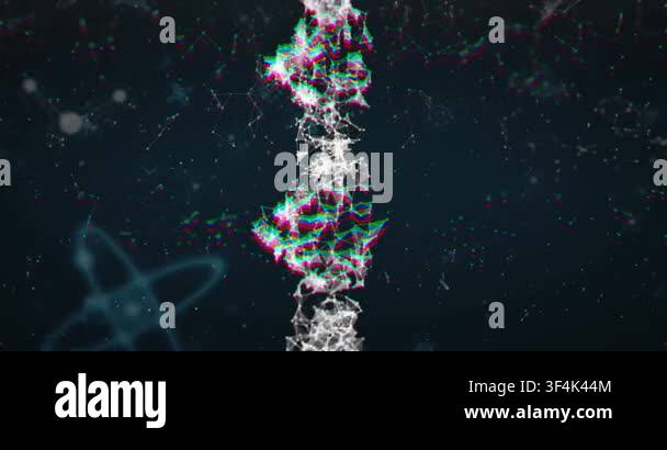 Algorithm initiating tech visualization, central mesh pulsing, clusters ...