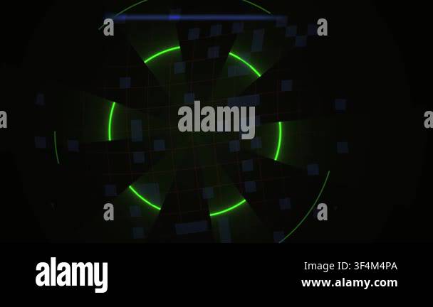 Glowing neon green circular design elements on a black background with ...