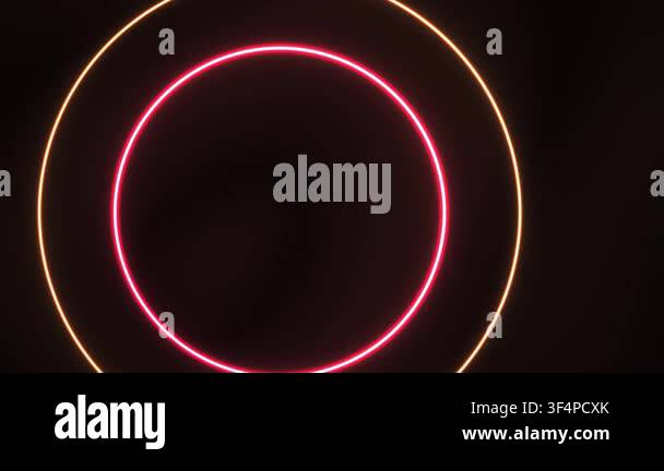 Two neon circles on a black background Stock Video Footage - Alamy