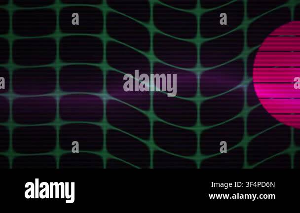 Neon grid background with pink orb and futuristic design elements Stock ...