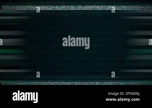 Binary code band sliding across dark digital background, horizontal ...