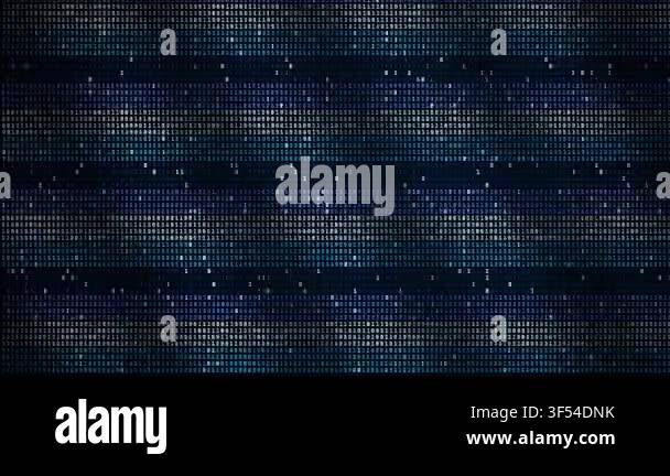 Binary code scrolling on dark digital screen with horizontal movement ...