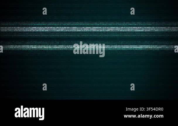 Binary code scrolling across dark green digital background horizontal ...