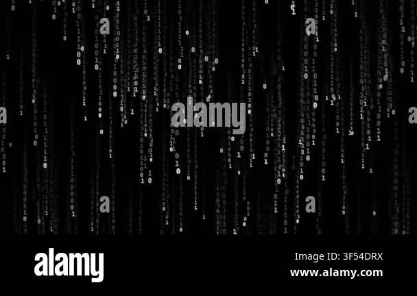 Binary code falling over digital background in vertical cascade ...