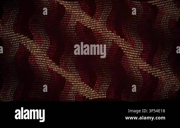 Binary code flowing across abstract digital background with wave motion ...