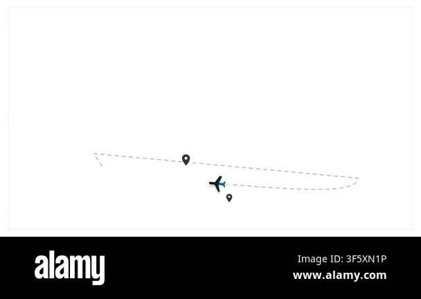 Passenger Plane Icon. Airplane flying along dashed flight path with ...