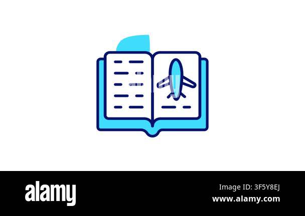 Airplane on book icon animation showing concept of aviation rules Stock ...
