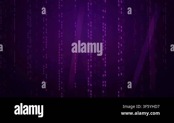 Abstract Purple Digital Rain with Binary Code Falling in a Dark Cyber ...