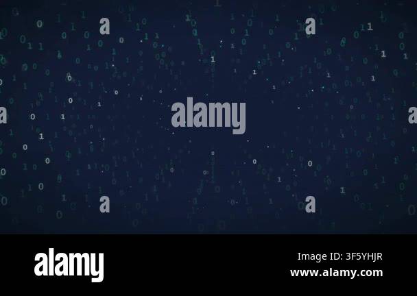 Abstract Digital Binary Code Stream Moving Through Dark Blue Cyber ...