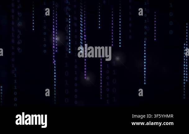 Abstract Digital Binary Code Rain Falling on Dark Background for Cyber ...