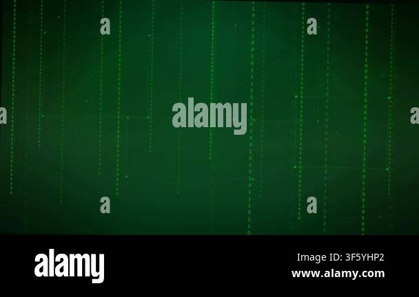 Abstract Green Digital Data Stream with Falling Binary Code Particles ...