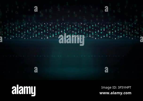 Abstract Digital Binary Code Stream Flowing Across Dark Blue ...