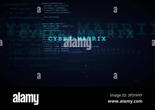 Abstract digital background with scrolling code and the text