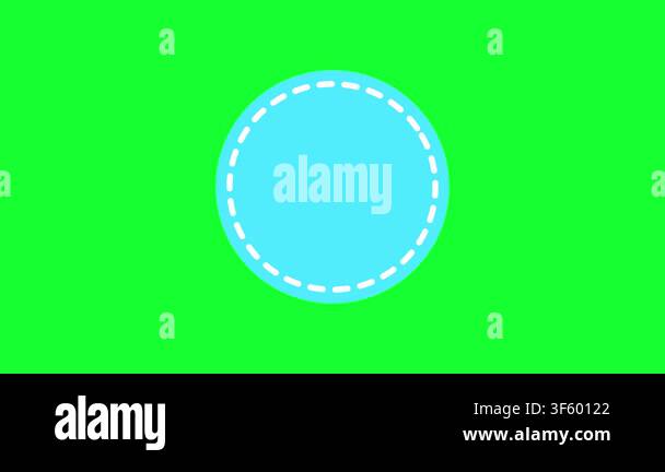 Animated colorful stitched circle badges set on green screen background ...