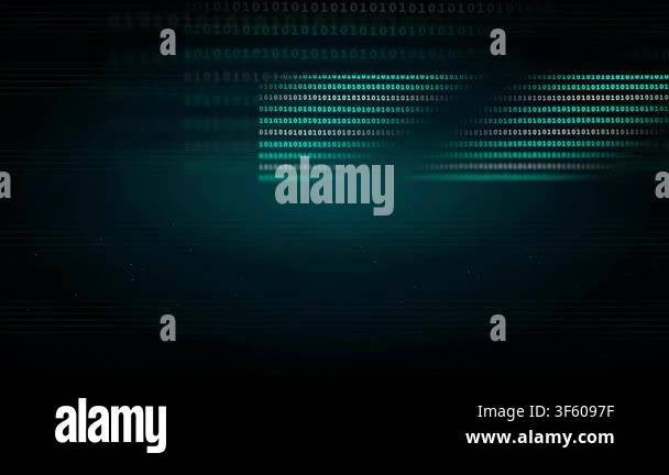 Abstract Digital Binary Code Stream Flowing Across Dark Blue Cyber ...