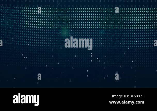 Abstract Digital Binary Code Data Stream Flowing Across a Dark Blue ...