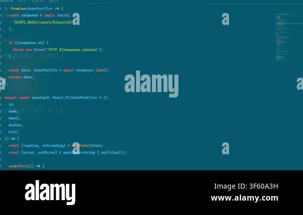 Code snippet showing function and variable declarations Stock Video ...