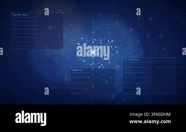 Abstract digital network visualization with glowing particles and data ...