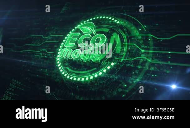 Eco mode and ecology friendly symbol digital concept. Cyber technology ...