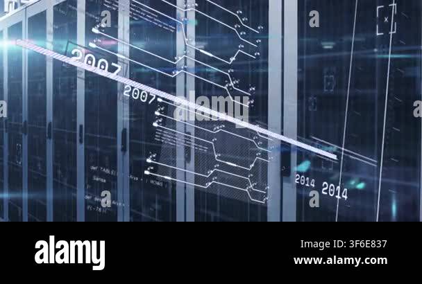 Animation of interface with data processing against computer server ...