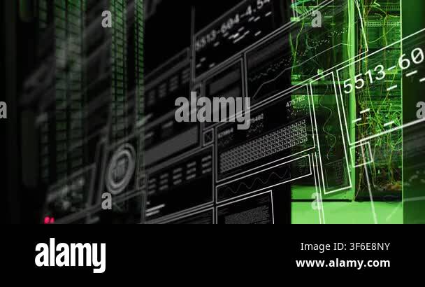 Animation of interface with data processing against computer server ...