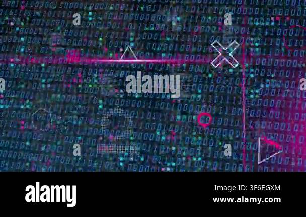 Magenta line brightening, forming crosshair and scanning, binary matrix ...
