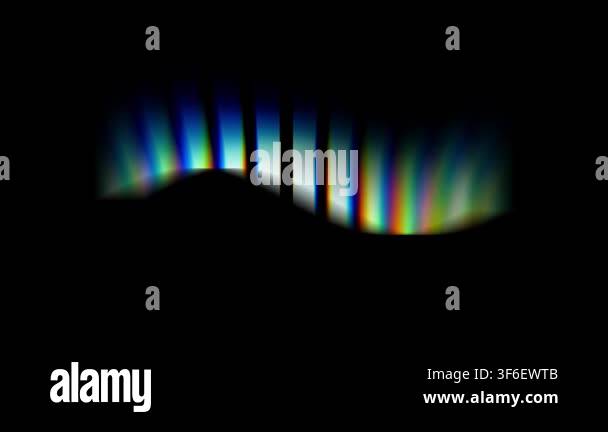 Wavy rainbow colored light streak flowing like a soft ribbon trail ...